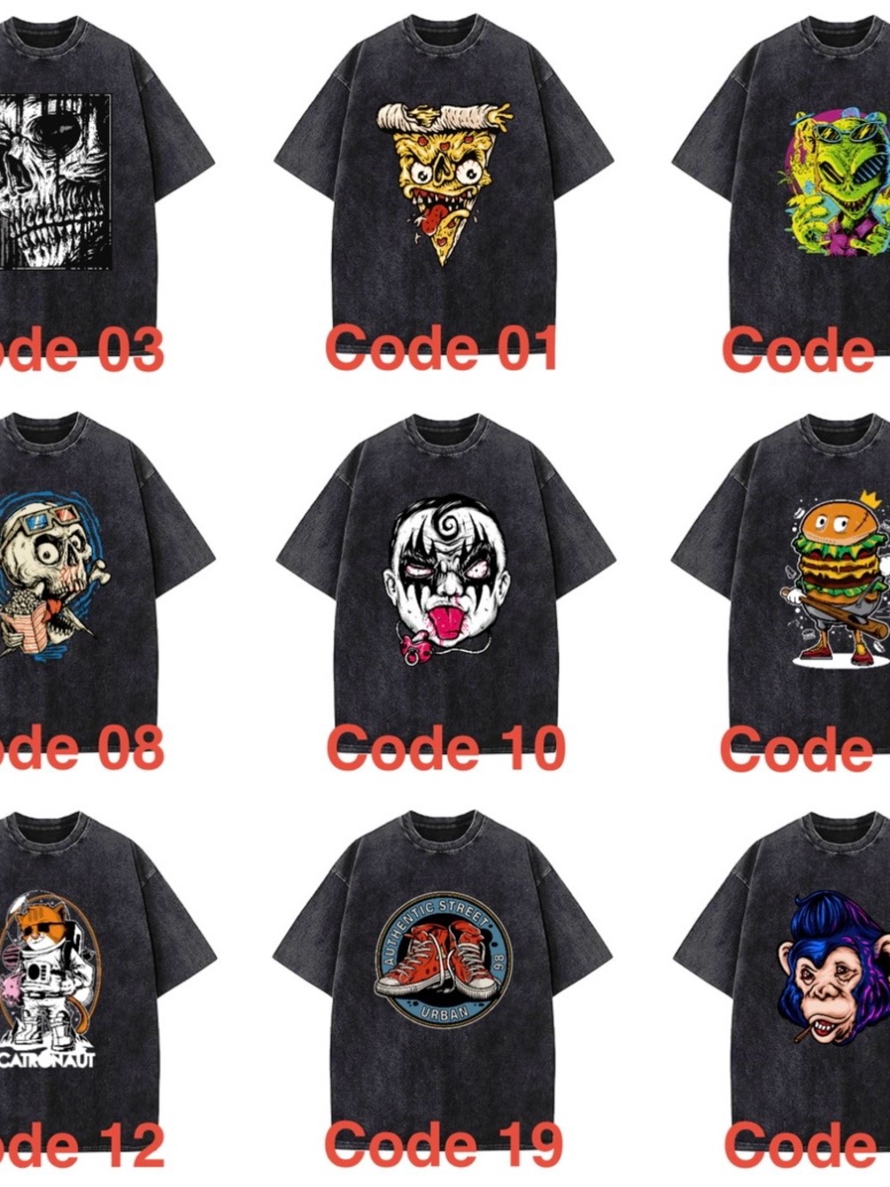 1 X Illustrations Vintage Washed T-Shirt Oversized Unisex Streetwear P1-A1